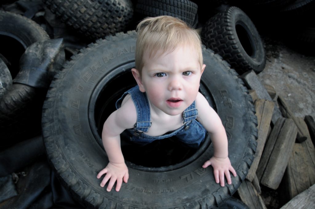 Baby in tire